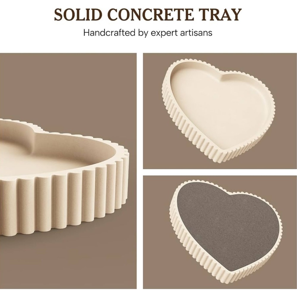 DOUMIYI Heart Concrete Tray Cream White Fluted Modern Home Decor New